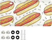 QGBYMX Food Hotdog White License Plate - Universal Fit for Sedan SUV Trucks, Front License Plate Decor, Auto Car Tag Vanity Plates, Aluminum Novelty Plate for Men/Women 6” X 12”