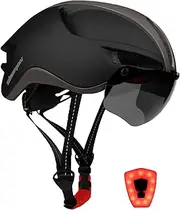 Shinmax Adult Bike Helmet,CPSC and CE Certificated Bicycle Helmet with Removable Magnetic Goggles&USB Rechargeable LED Light Road Helmet Adjustable Size Ultralight Cycling Helmet SM-T88…