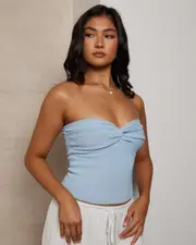 [Mooloola] Mooloola Women's Bianca Knit Tube Top in Light Blue Size 4 4 Light Blue