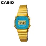 【CASIO】LA670WGA-2 復古造型小電子錶/經典百搭/女用款/24MM/金屬錶帶X金藍/公司貨【第一鐘錶】