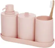 28731 Cade Bathroom Accessories Set, 4-Piece Sink Tidy, Blush
