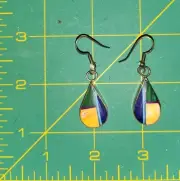 Indian Handmade Sterling Silver Stone Inlay Teardrop Hook Earrings
