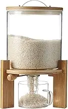 IYTBILQ Glass Cereal Dispenser Countertop with Spout Measuring Cup Sugar Flour Containers with Lids Airtight Automatic Rice Container for Kitchen Pantry 5L Capacity
