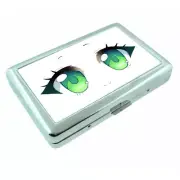 Chibi Green Eyes Em1 Silver Metal Cigarette Case RFID Protection Wallet
