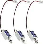 TEHAUX 3pcs Mini Solenoid Valves, Open Electric Game Micro Piston Push Frame 12V Electromagnet Solenoid Pull for Linear Mini DC Magnetic Motion Console Linear Micro Push Electromagnet