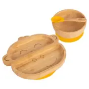3pc Tiny Dining Yellow Bamboo Monkey Baby Feeding Set with Suction Cup