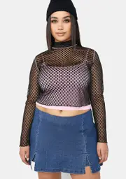 [dELiA*s by Dolls Kill] Plus Don't Know Yet Mesh Crop Top