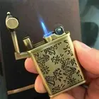 Retro Torch Jet Lighter Gas Flower Carved Antique Flint Windproof Cigar Lighters