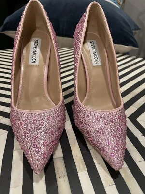 Steve Madden Pink VIVES Sparkle Heels 7 New