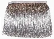 10 Yards 6 Inch Wide Metallic Fringe Trim Tinsel Fringe Tinsel Trim DIY Latin Dance Costume Clothing Accessories Shiny Tassel Lace Fringe Trimming Dance Tassels Trim (Silvery)