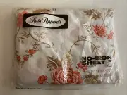 Vtg NOS Lady Pepperell Twin Fitted Sheet Cabbage Roses On White Background