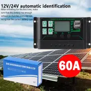 LCD Display 60A Solar Panel Regulator Charge Controller 12V/24V MPPT Dual USB