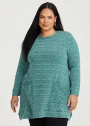 [Taking Shape] Taking Shape Spacedye Tunic Size 18 in Green, Viscose - Plus Size Women's Tops & T Shirts Green