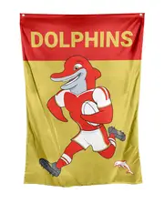 Dolphins NRL Retro Mascot Design Wall Flag Banner