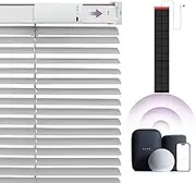 Hapadif Motorized Blinds With Remote Control, Blackout Smart Window Blinds, Horizontal Electric Cordless【Solar Powered】 Custom Automatic Silver 25" Wx64" H