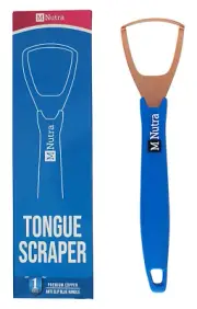 "Blue Copper Tongue Scraper - Fresh Breath Essential"