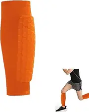 Roczential Shin Guards for Soccer, Lightweight Shin Pads for Kids Youth & Adult - Football Shin Defender Protective Gear, Comfortable Breathable Leg Guards. (1, Orange, Large)