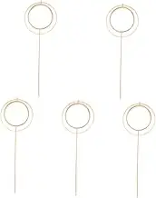 NUOBESTY 5pcs Antique Bamboo Long-handled Double-circle Fan Fans Hand Fan Folding Folding Hand Fan Portable Decor Fan Hand Rave Accessories Handheld Paper Fan Pink Wooden Beige