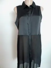 EILEEN FISHER Silk Mandarin Collar Button Down Long Shirt Tunic M NWT $238