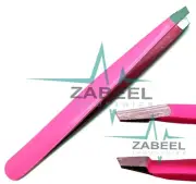 3 x Pro Tweezer Pink Slanted Tip Eyebrow Hair Removing Beauty Tools