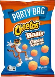 2 x Cheetos Cheese and Bacon Balls Puffs Chips Snacks Pack Party Bag 190g