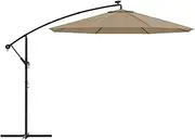 Cantilever Parasol, Banana Cantilever Overhanging Parasol Garden Parasol Hanging Umbrella Outdoor Market Umbrella Cantilever Umbrella with LED Lights and Steel Pole 300 cm Taupe