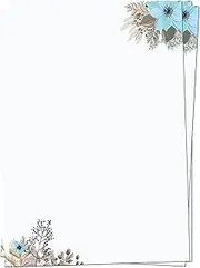 PRESENTOU Letter Paper Printed 120 g Paper | Motif Paper Certificate Paper Certificate Menu Love Letter (Flowers & Brown, 50 Sheets)