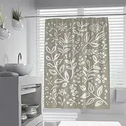 Cartoons Shower Curtain Plant Leaves and Flowers Pattern Bath Curtains Long Cloth Fabric Bathroom Decor Set with Hooks Washable 150 x 180 cm
