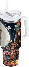 RPLIFE Autumn Cute Leopard 40 Oz Tumbler with Handle, 30oz Tumbler with Handle, Travel Coffee Tumbler