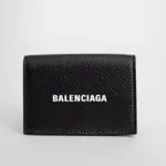 BALENCIAGA 巴黎世家 黑色真皮皮夾 短夾 錢包 白字LOGO 全新正品 21年新款