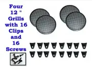 (4) 12" INCH GRILL WAFFLE SPEAKER SUB WOOFER SPEAKER GRILLS WITH CLIPS AND SCREW