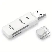 USB 3.0 SD Card Reader 5Gbps Transmission Speed for TV, Laptop, Computer, Camera - White