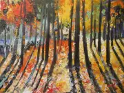 "Forest Sunlight" #009 - Original Oil Painting by Julia Lu 18"x24"