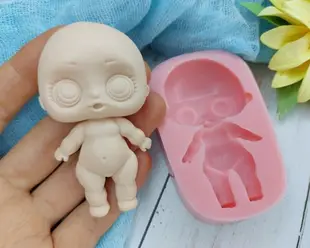 Silicone mold of doll size 7,4x4,2 cm/ 2,9x1,6 inch for clay chocolate fondant