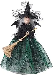 Black Witch Doll - Witch Doll Halloween Witch Ornament - Desktop Decoration Doll Ornaments Halloween Witch Tree Topper for Desktop Treetop Fireplace Halloween