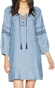 Sanctuary Womens Mirabelle Lace-Up Dress Raven Wash S