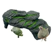 Resin Turtle Basking Platform,Turtles Rock Resting Dock Aquarium 【Grey Green】