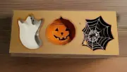 Pottery Barn Halloween Candy Dishes Ghost Pumpkin Spider Web 3 Bowls NIB