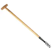 DeWit Corkscrew Long Handle Weeder, Boron Steel and 40 in Long Ash Wood Handle