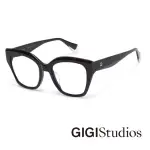 【GIGI STUDIOS】幾何曲線粗框貓眼光學眼鏡(黑 - POPPY-67322/1)