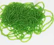 Vintage Seed Beads Czech Glass Transparent Lime Green Partial Hank