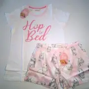 PETER ALEXANDER Short Sleeve PJs Pyjamas Set Bunny Rabbit BNWT XS Pink Cotton