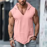 Men's Tank Top Vest Top Undershirt Sleeveless Shirt Sleeveless Hooded Summer Plain Fashion Designer Casual Hooded Outdoor Casual Going out White Pink Khaki Top