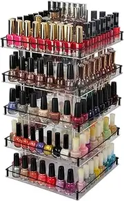 JackCubeDesign 5 Tier Acrylic 350 Nail Polish 360 Rotating Display Rack Organizer Stand Makeup Cosmetics Storage Box Carousel Shelf with Iron Guard(5tier) ? :MK302-5