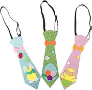 [Gogogmee] 3pcs Glitter Easter Bow Tie with Bunny and Egg Design Pre-tied Necktie for Men Women and Kids Ideal for Spring Party Decorations Assorted Color
