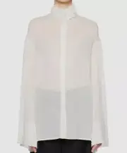 $2000 The Row Women's White Sheer Button-Front Shirt Top Size L