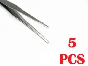 5 Pack Fine Point Silver Tone Pointy Straight Tweezers 4 1/2" L6