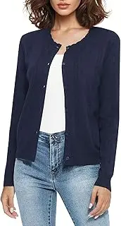[Urban CoCo] Women's Crewneck Long Sleeve for Dress Open Front Cropped Knit Cardigan
