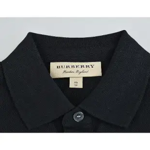 BURBERRY 刺繡戰馬LOGO設計純棉短袖POLO衫(黑)