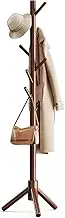 Sturdy Wooden Coat Stand, 3 Adjustable Sizes Coat Tree with 8 Hooks, Coat Stands for Hallway Entryway, Hat Stand for Clothes, Used in Bedroom/Office/Hallway/Entryway, Brown